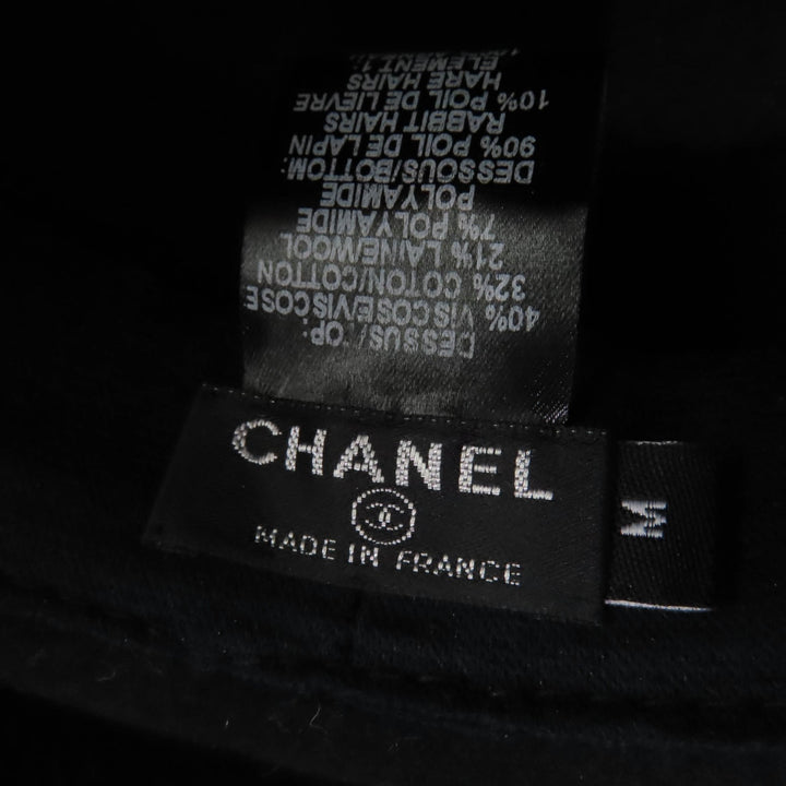 Excellent CHANEL hat Leather accents and tweed pink Women M 16K