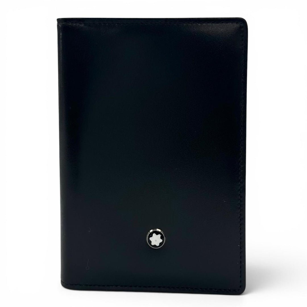 Excellent MONTBLANC Card Case White Star (foldable) black leather mens