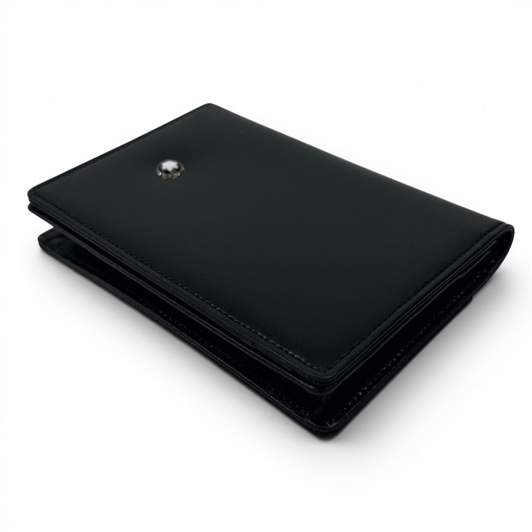 Excellent MONTBLANC Card Case White Star (foldable) black leather mens