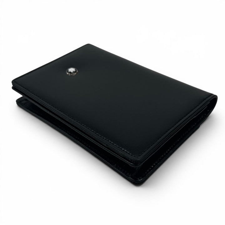 Excellent MONTBLANC Card Case White Star (foldable) black leather mens