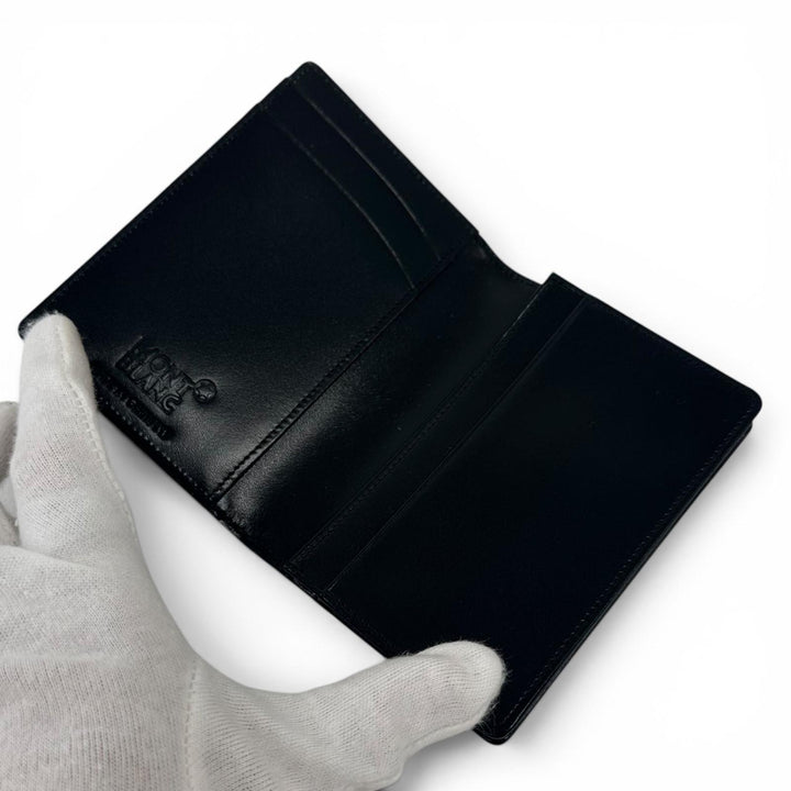 Excellent MONTBLANC Card Case White Star (foldable) black leather mens