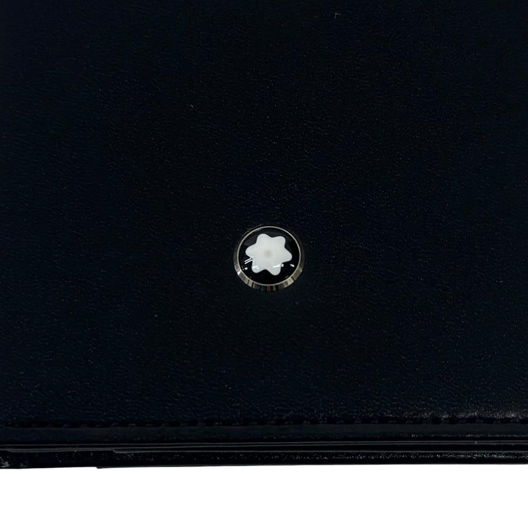 Excellent MONTBLANC Card Case White Star (foldable) black leather mens