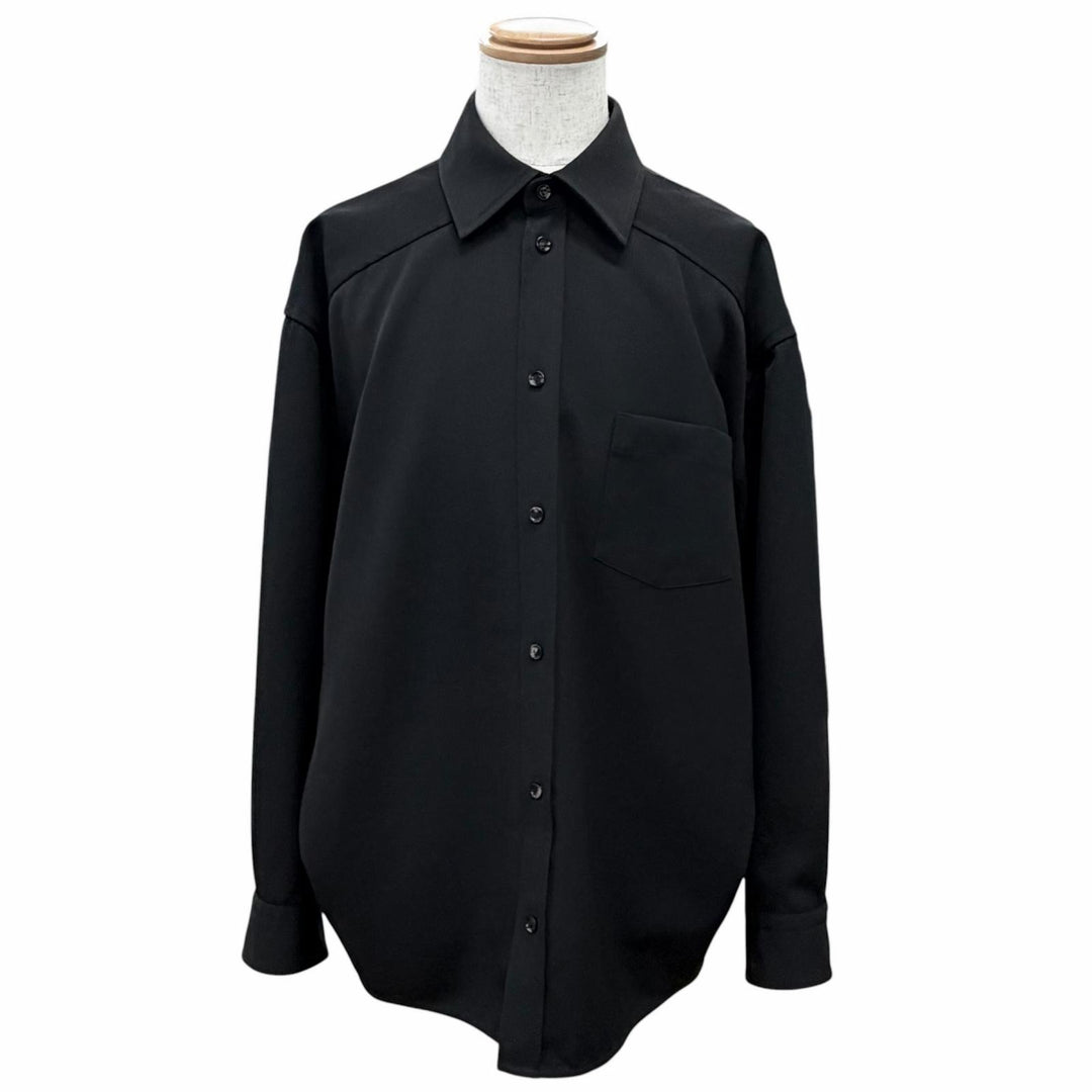 Great BOTTEGAVENETA Long sleeve shirt Wool twill shirt black wool mens 44 798323