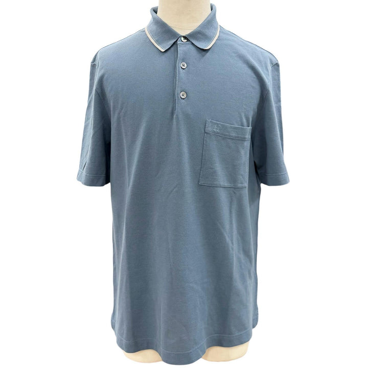 Great HERMES Short sleeve polo shirt blue cotton mens L