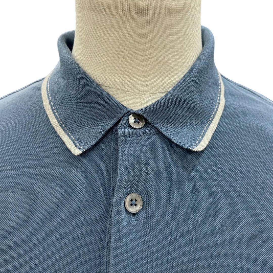 Great HERMES Short sleeve polo shirt blue cotton mens L