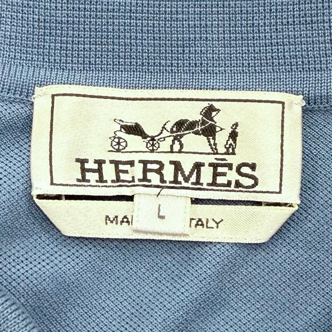 Great HERMES Short sleeve polo shirt blue cotton mens L