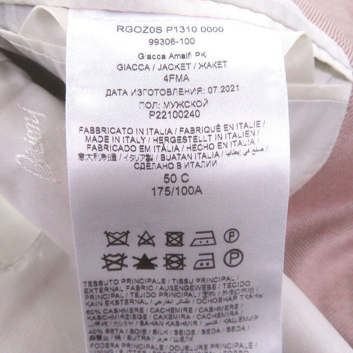 Excellent Brioni tailored jacket Single Blazer pink cashmere mens 50
