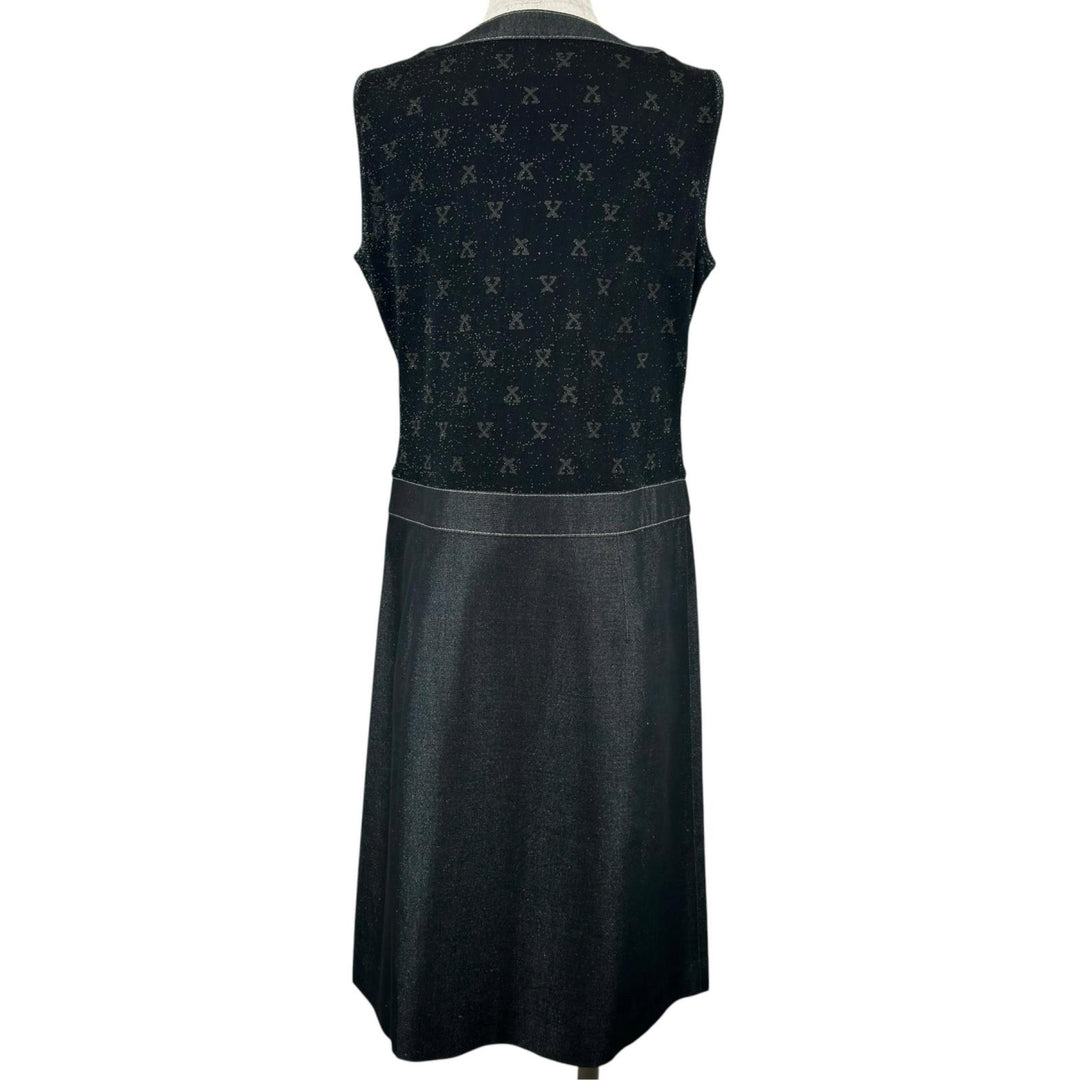 Excellent LEONARD FASHION one piece Monogram Pattern Sleeveless black silk L