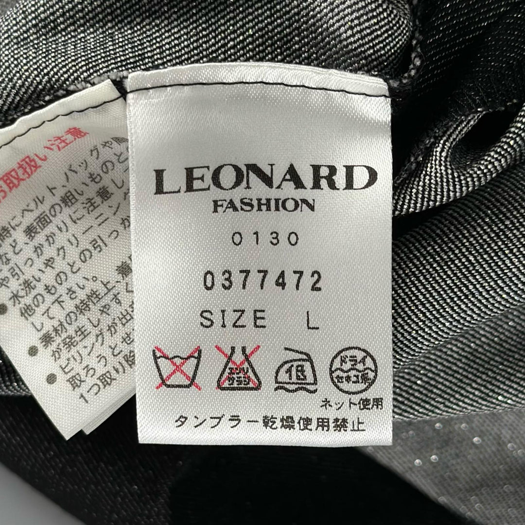 Excellent LEONARD FASHION one piece Monogram Pattern Sleeveless black silk L