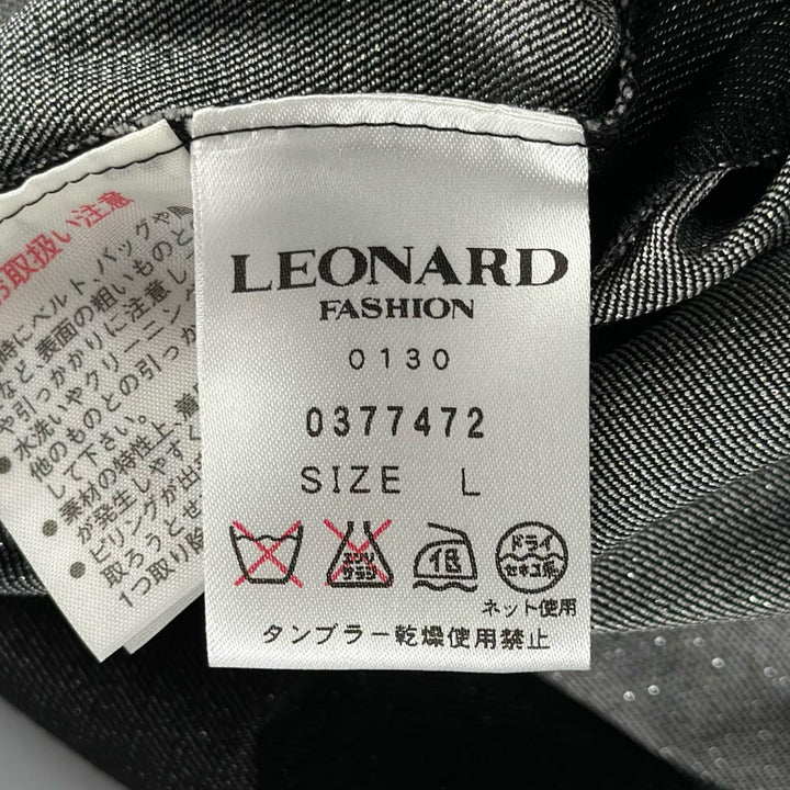 Excellent LEONARD FASHION one piece Monogram Pattern Sleeveless black silk L