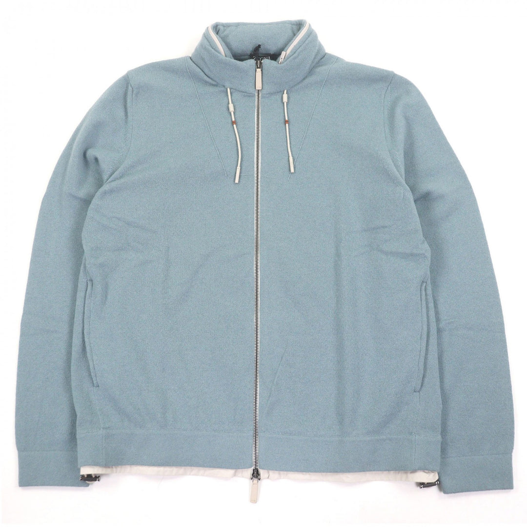 Pristine Zegna Blouson Zip up Light blue cashmere mens 48