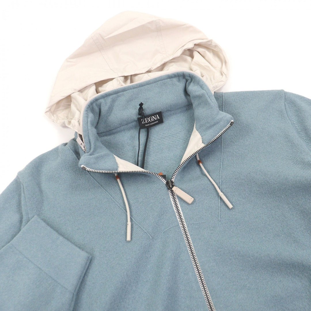 Pristine Zegna Blouson Zip up Light blue cashmere mens 48