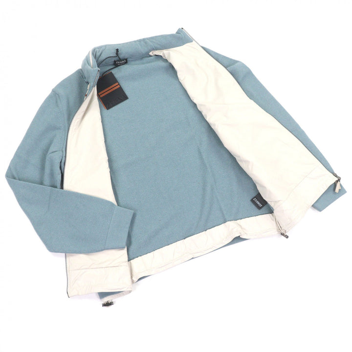 Pristine Zegna Blouson Zip up Light blue cashmere mens 48