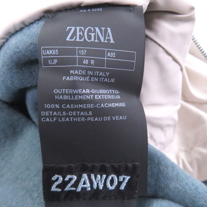 Pristine Zegna Blouson Zip up Light blue cashmere mens 48