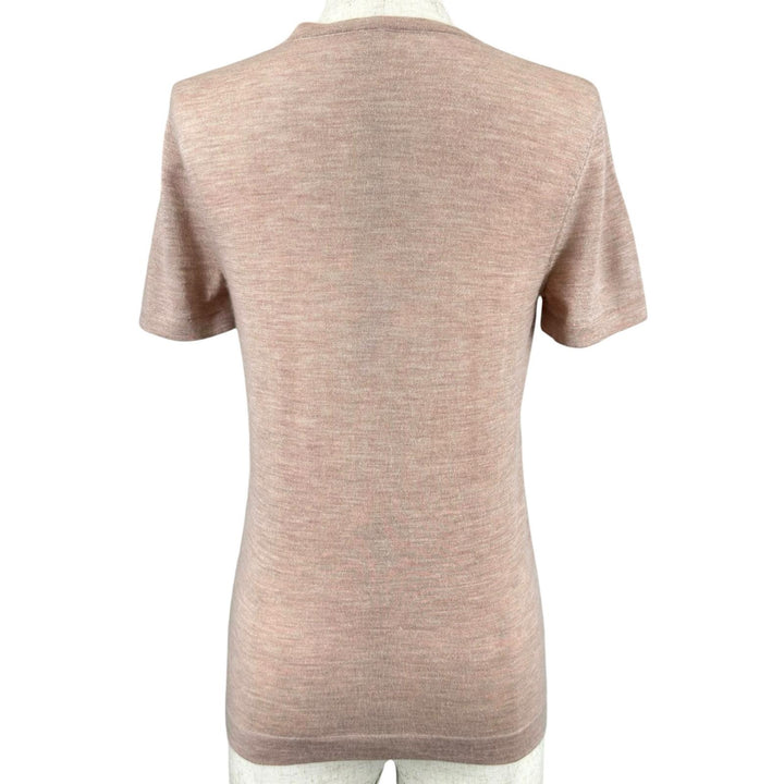 Great HERMES knit H logo crew neck short sleeve pink cashmere Women 38