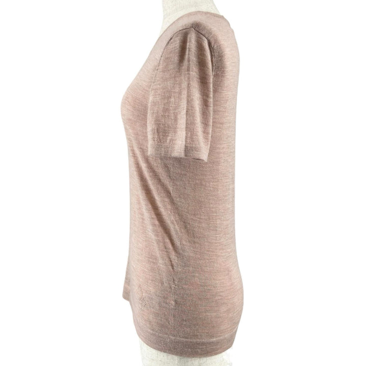 Great HERMES knit H logo crew neck short sleeve pink cashmere Women 38