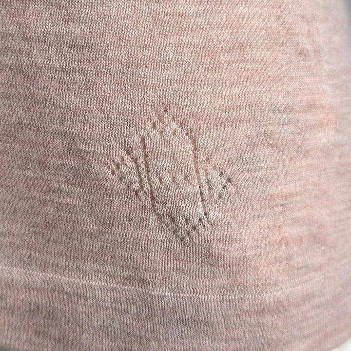 Great HERMES knit H logo crew neck short sleeve pink cashmere Women 38