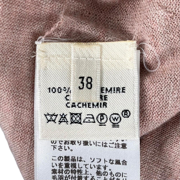 Great HERMES knit H logo crew neck short sleeve pink cashmere Women 38