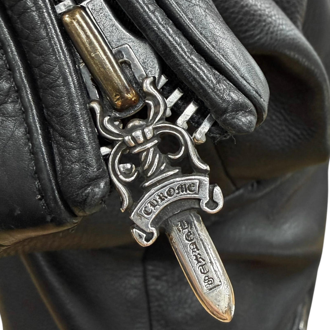 Very Good CHROME HEARTS Leather jacket JJ DEAN2 black Cowhide mens M