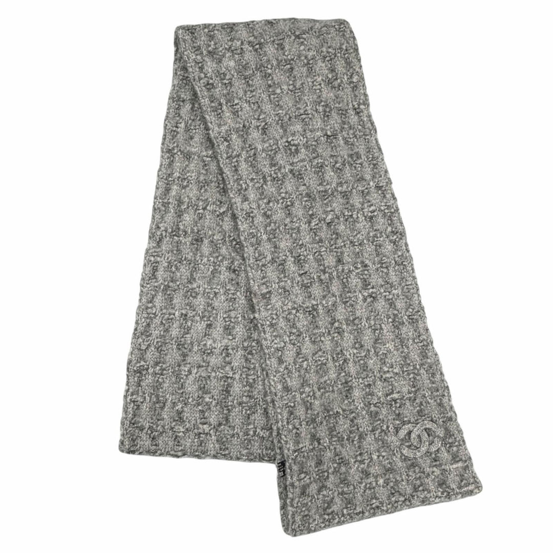 Great CHANEL Scarf gray cashmere Women 17B