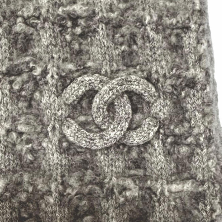 Great CHANEL Scarf gray cashmere Women 17B