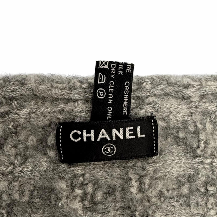 Great CHANEL Scarf gray cashmere Women 17B