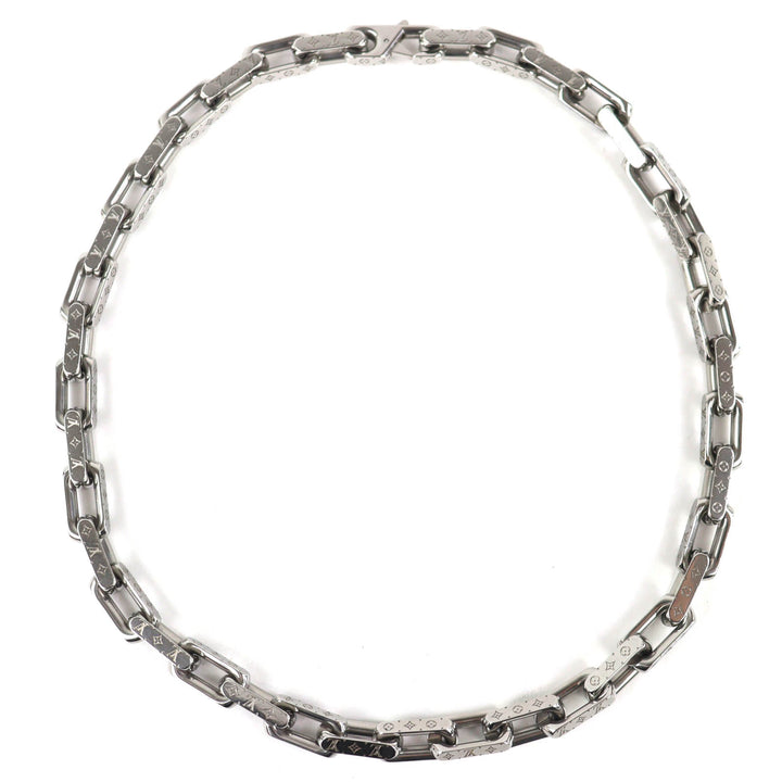 Great LOUIS VUITTON Necklace Collier Chain Monogram Necklace Silver M00307