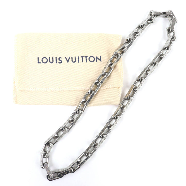 Great LOUIS VUITTON Necklace Collier Chain Monogram Necklace Silver M00307