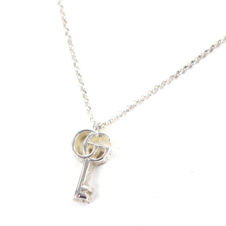 Excellent GUCCI Necklace Double G Key Chain Silver AG925 Women 627757