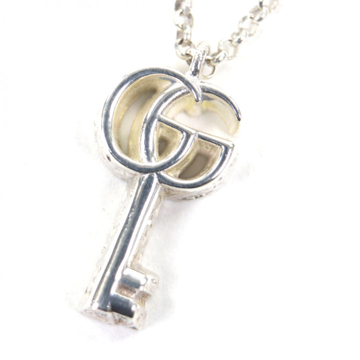 Excellent GUCCI Necklace Double G Key Chain Silver AG925 Women 627757