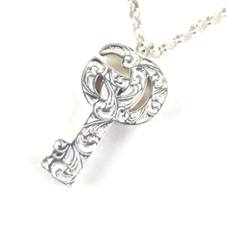 Excellent GUCCI Necklace Double G Key Chain Silver AG925 Women 627757