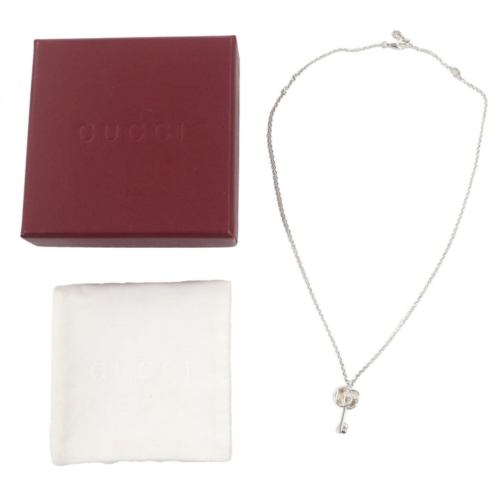 Excellent GUCCI Necklace Double G Key Chain Silver AG925 Women 627757