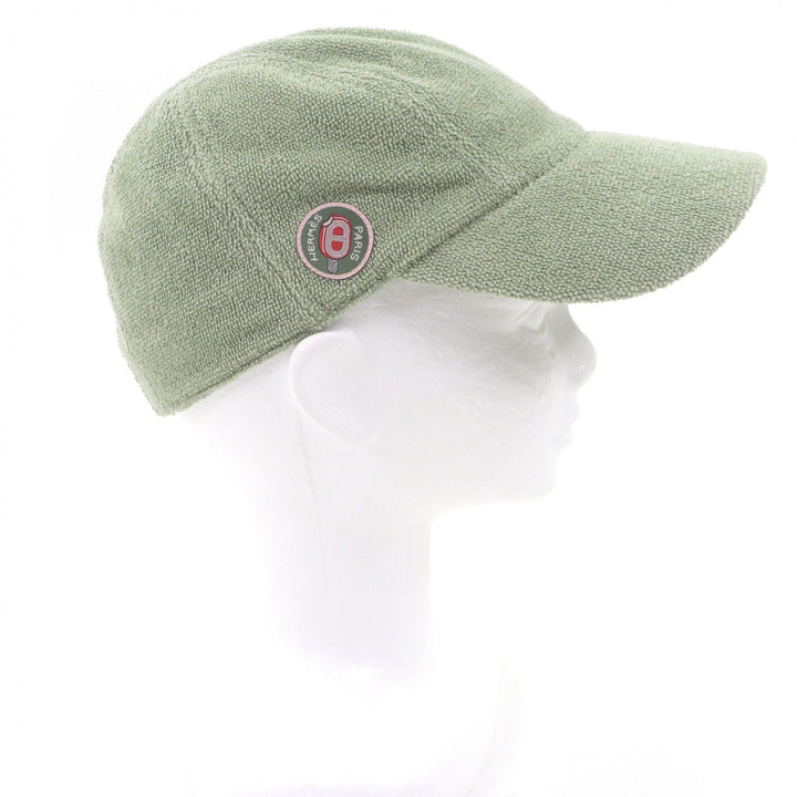 Excellent HERMES cap Davis Pile ground green cotton mens M