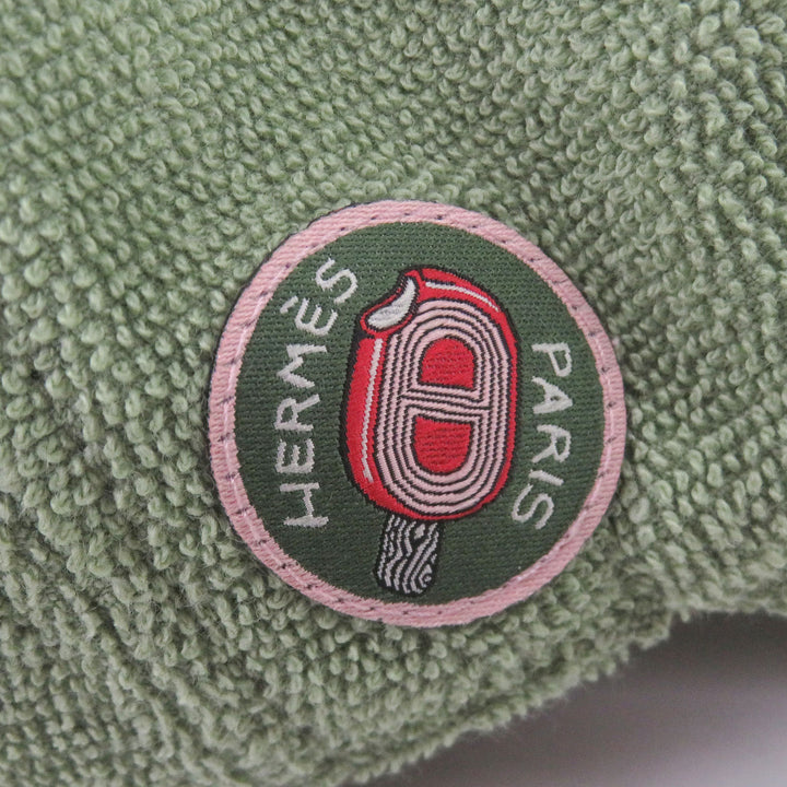 Excellent HERMES cap Davis Pile ground green cotton mens M