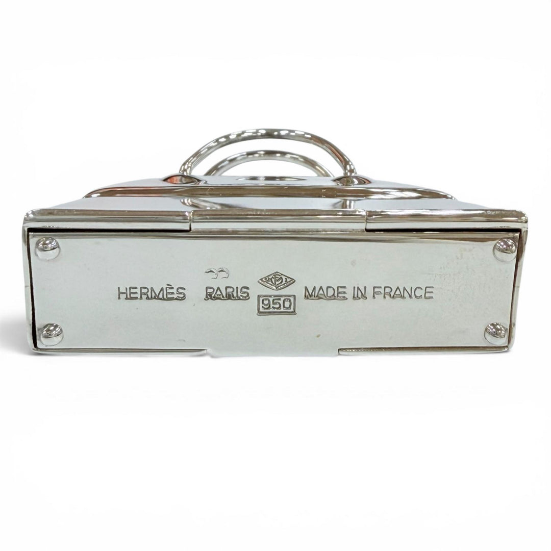 Excellent HERMES Pendant top Bolide bag motif pill case Silver SV950 Women