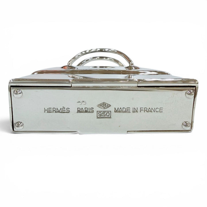 Excellent HERMES Pendant top Bolide bag motif pill case Silver SV950 Women