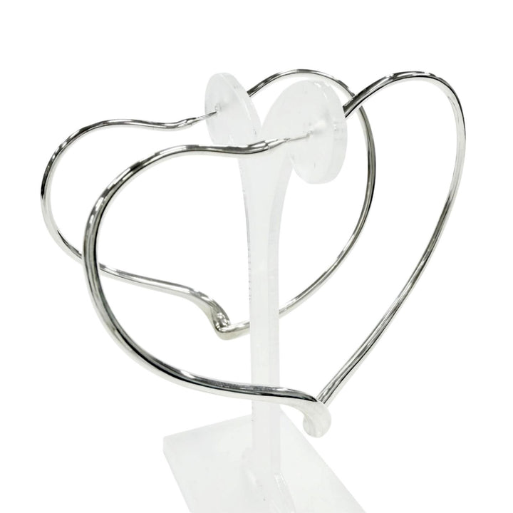 Great TIFFANY&Co. Pierce Open Heart Large Pierce hoop Silver AG925 Women