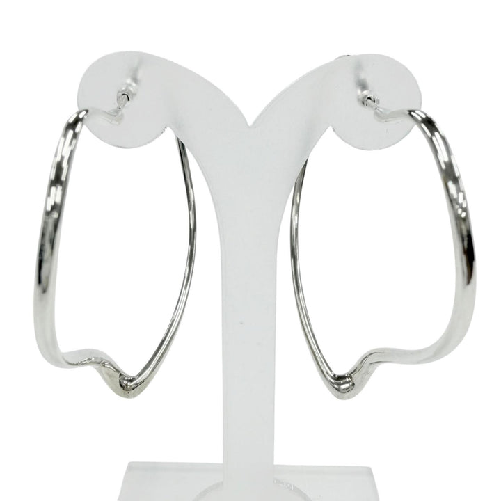 Great TIFFANY&Co. Pierce Open Heart Large Pierce hoop Silver AG925 Women