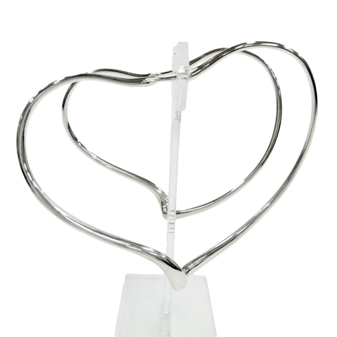 Great TIFFANY&Co. Pierce Open Heart Large Pierce hoop Silver AG925 Women