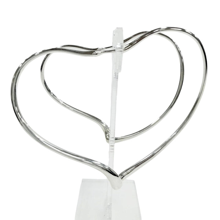 Great TIFFANY&Co. Pierce Open Heart Large Pierce hoop Silver AG925 Women
