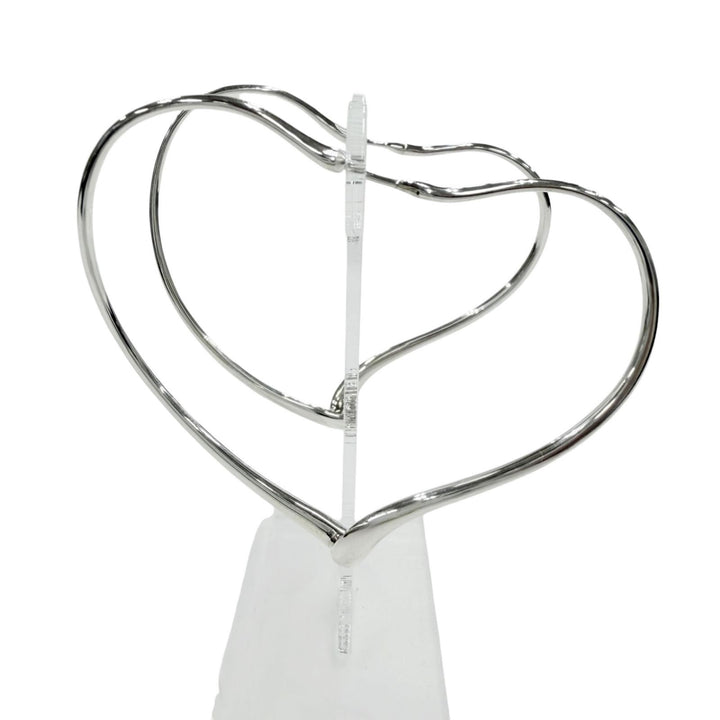 Great TIFFANY&Co. Pierce Open Heart Large Pierce hoop Silver AG925 Women
