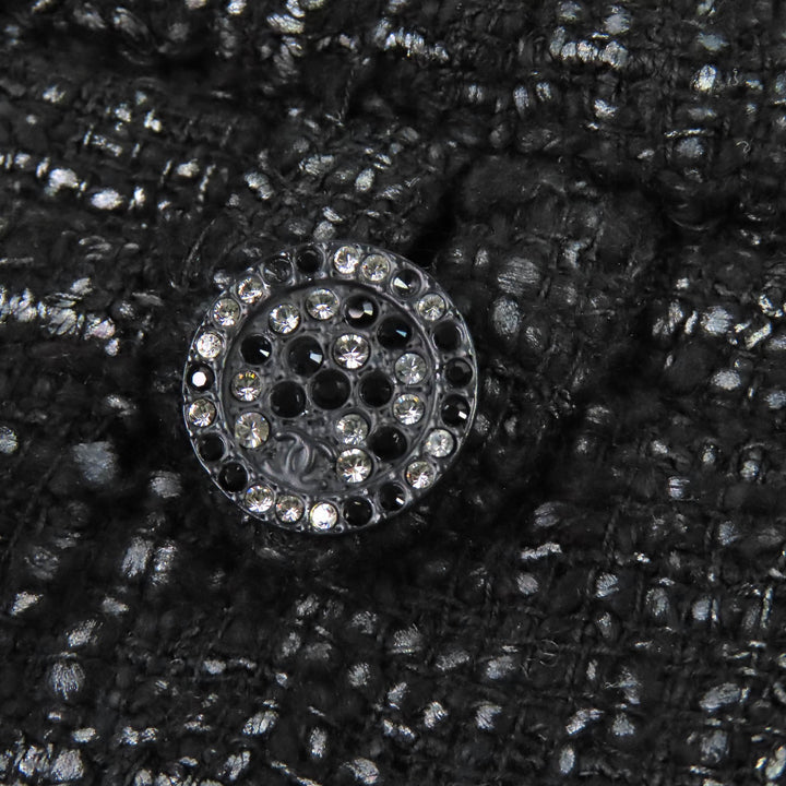 Great CHANEL Pants Rhinestone COCO Button Tweed Long black cotton 34 05A P26358