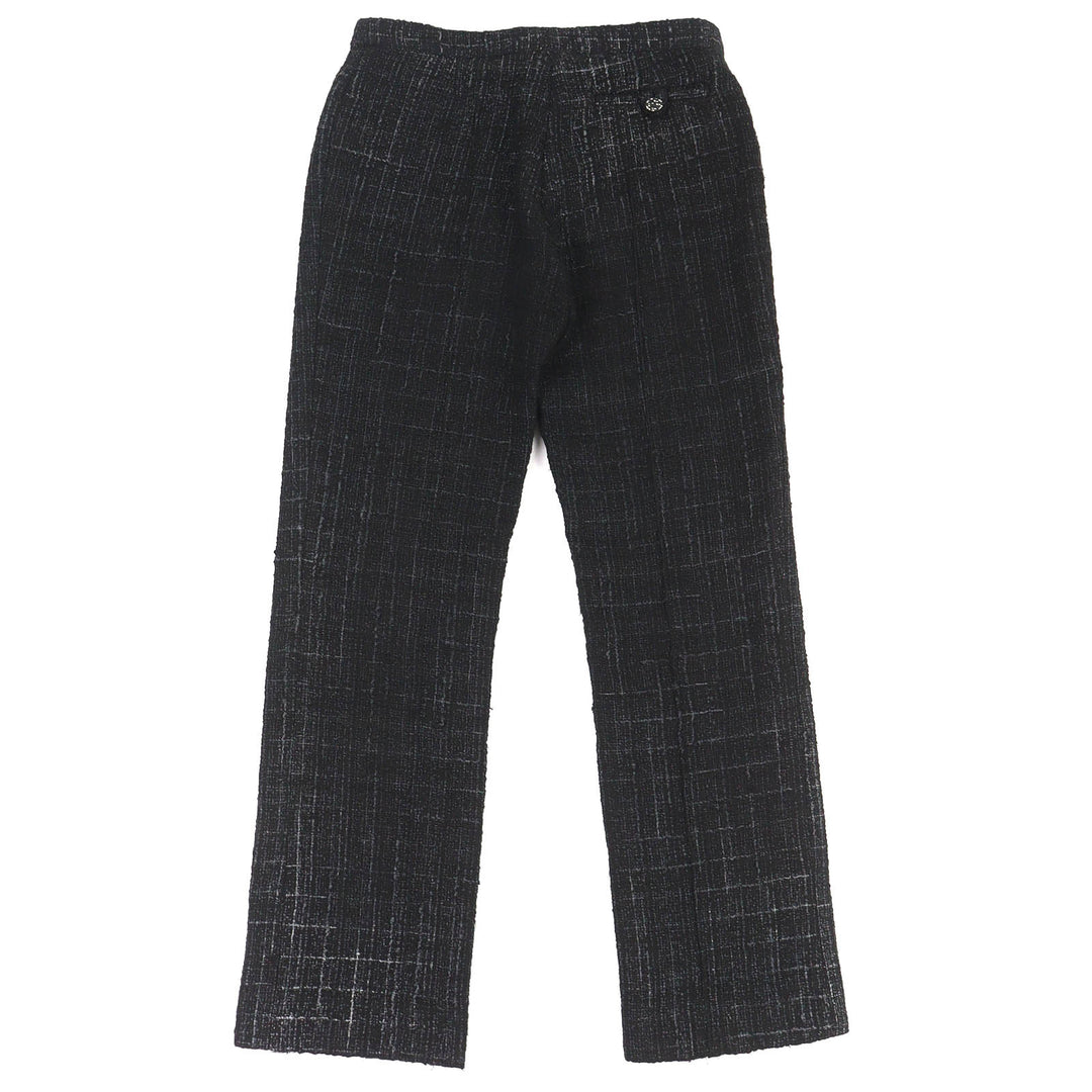 Great CHANEL Pants Rhinestone COCO Button Tweed Long black cotton 34 05A P26358