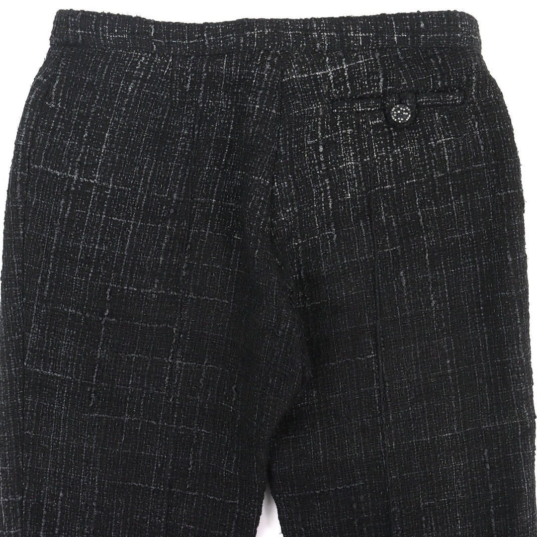 Great CHANEL Pants Rhinestone COCO Button Tweed Long black cotton 34 05A P26358