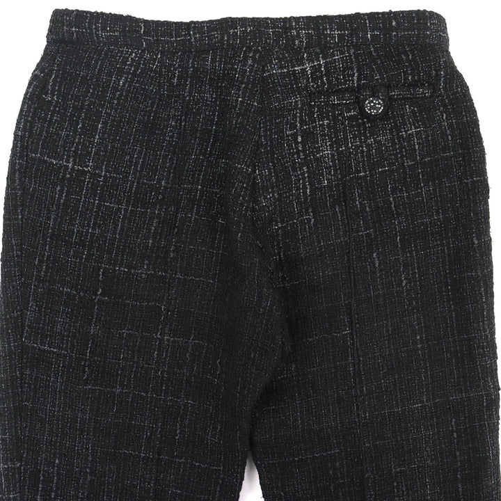 Great CHANEL Pants Rhinestone COCO Button Tweed Long black cotton 34 05A P26358