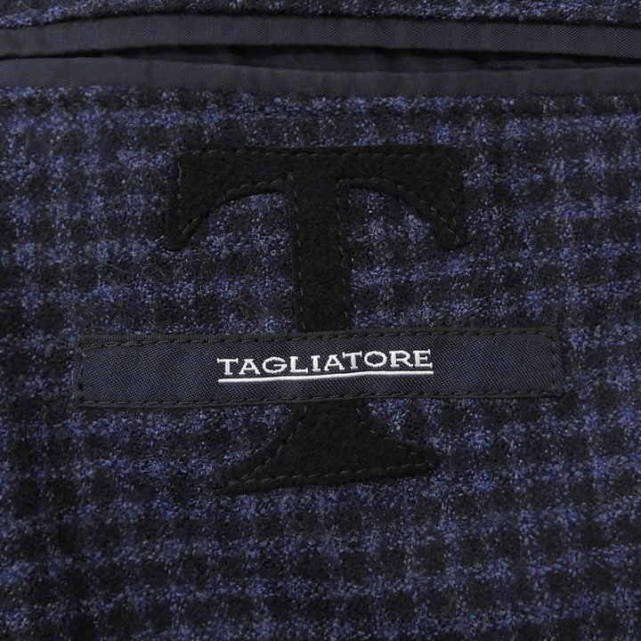 Excellent TAGLIATORE Jacket MONTECARLO Check single Navy mens 46 1SMC22K