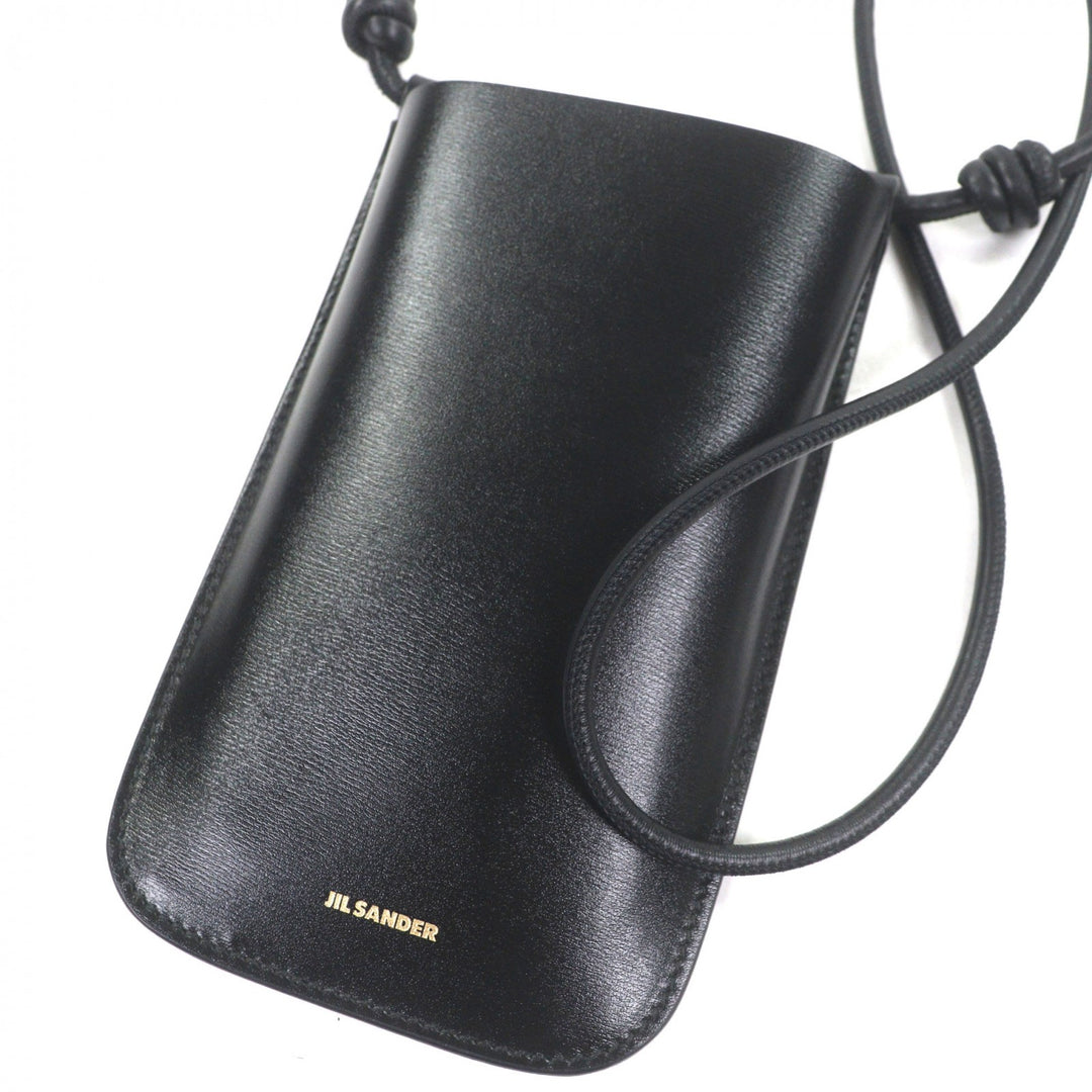 Excellent JIL SANDER Mobile case GIRO PHONE CASE Logo print shoulder bag black