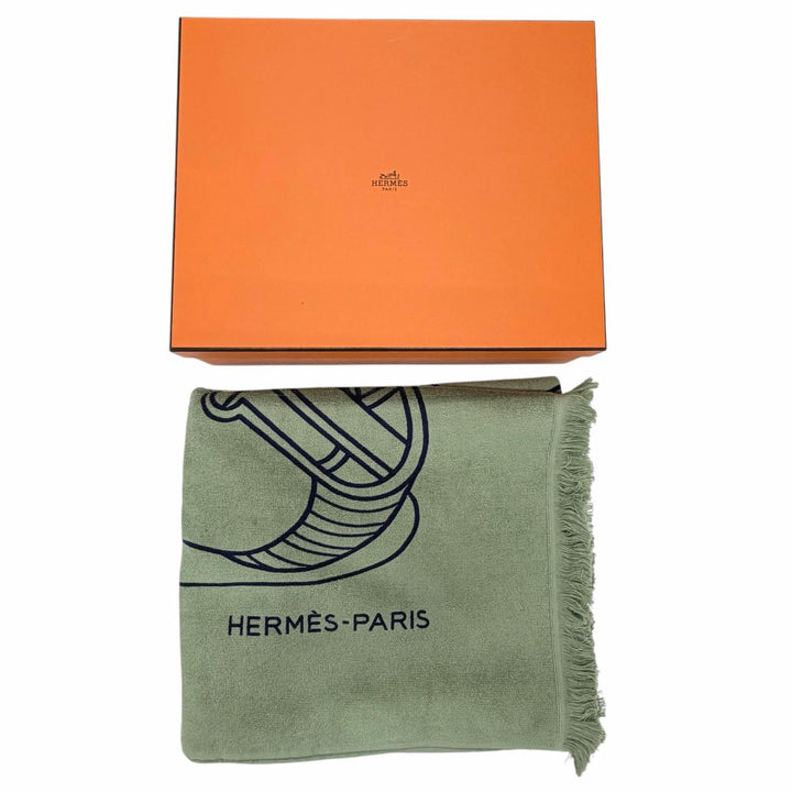 Pristine HERMES towel Yachting Plage Teresa green cotton Women