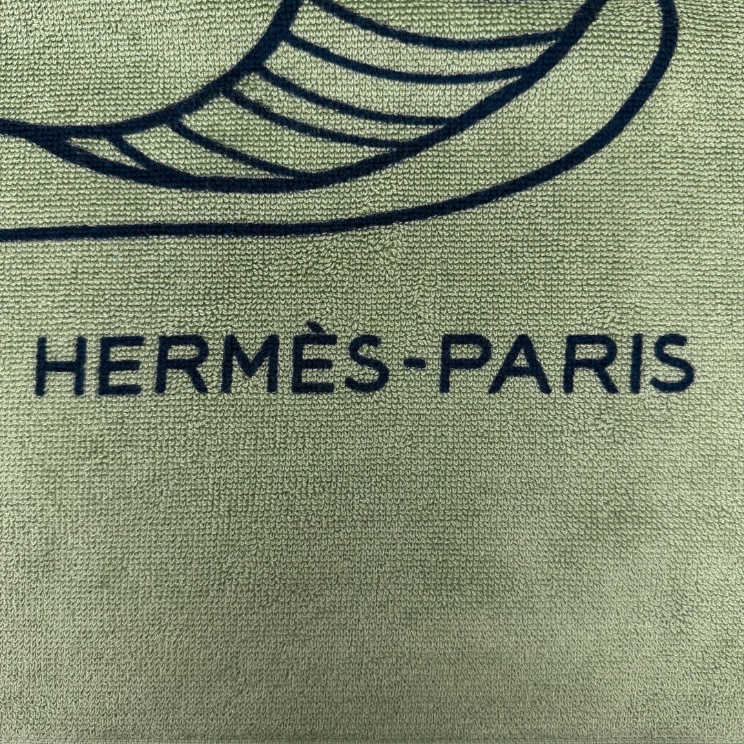 Pristine HERMES towel Yachting Plage Teresa green cotton Women