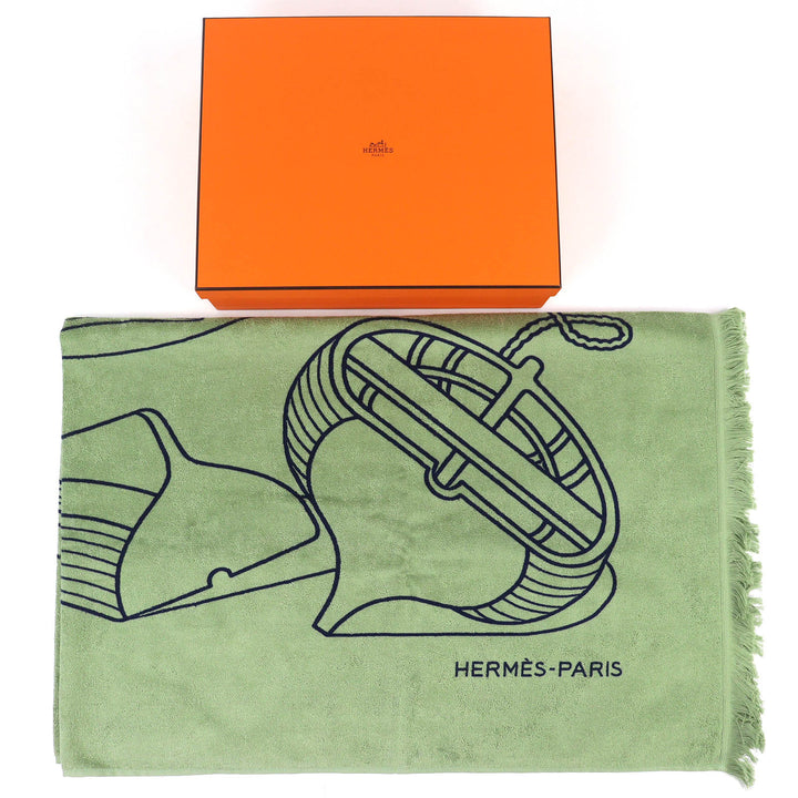 Pristine HERMES Yachting Plage Teresa Fringe Blanket Towel Blanket Beach Towel